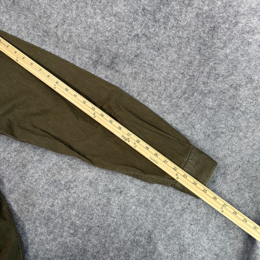 NAUTICA Button Up Shirt Mens L Heavy Twill Olive‎ Green Long Sleeve 100% Cotton - Picture 12 of 13